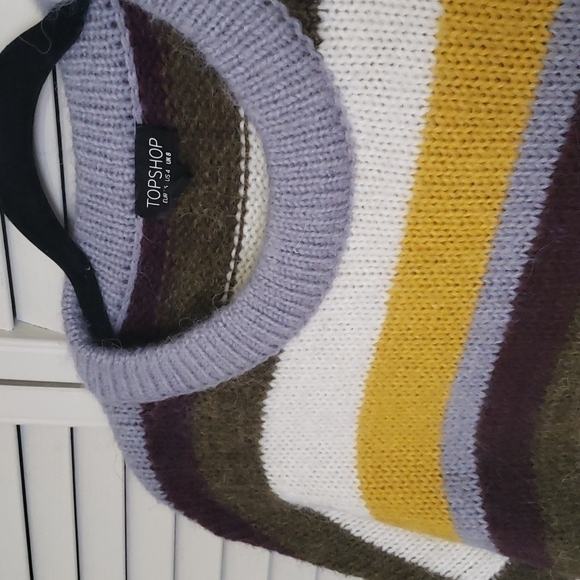 Topshop Multi Stripe Oversized Sweater, Wool Alpaca Blend, Size S - Picture 3 of 9